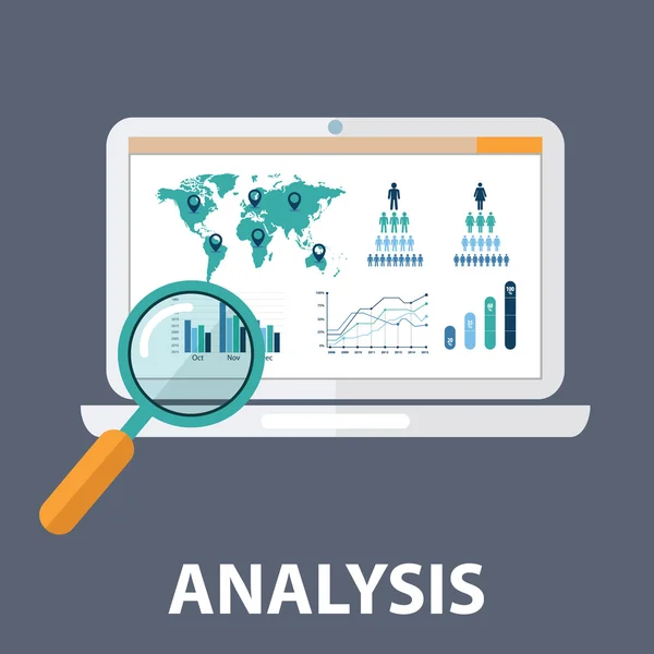 Concepto de información de búsqueda analítica de sitios web — Vector de stock