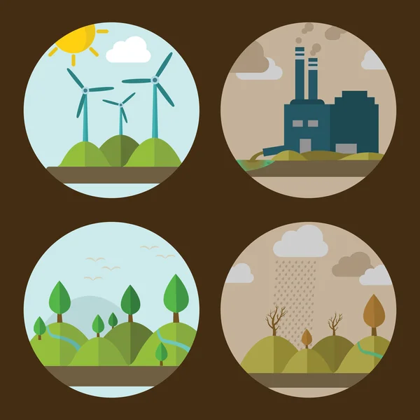 Icons of ecology, environment and pollution — Stock Vector