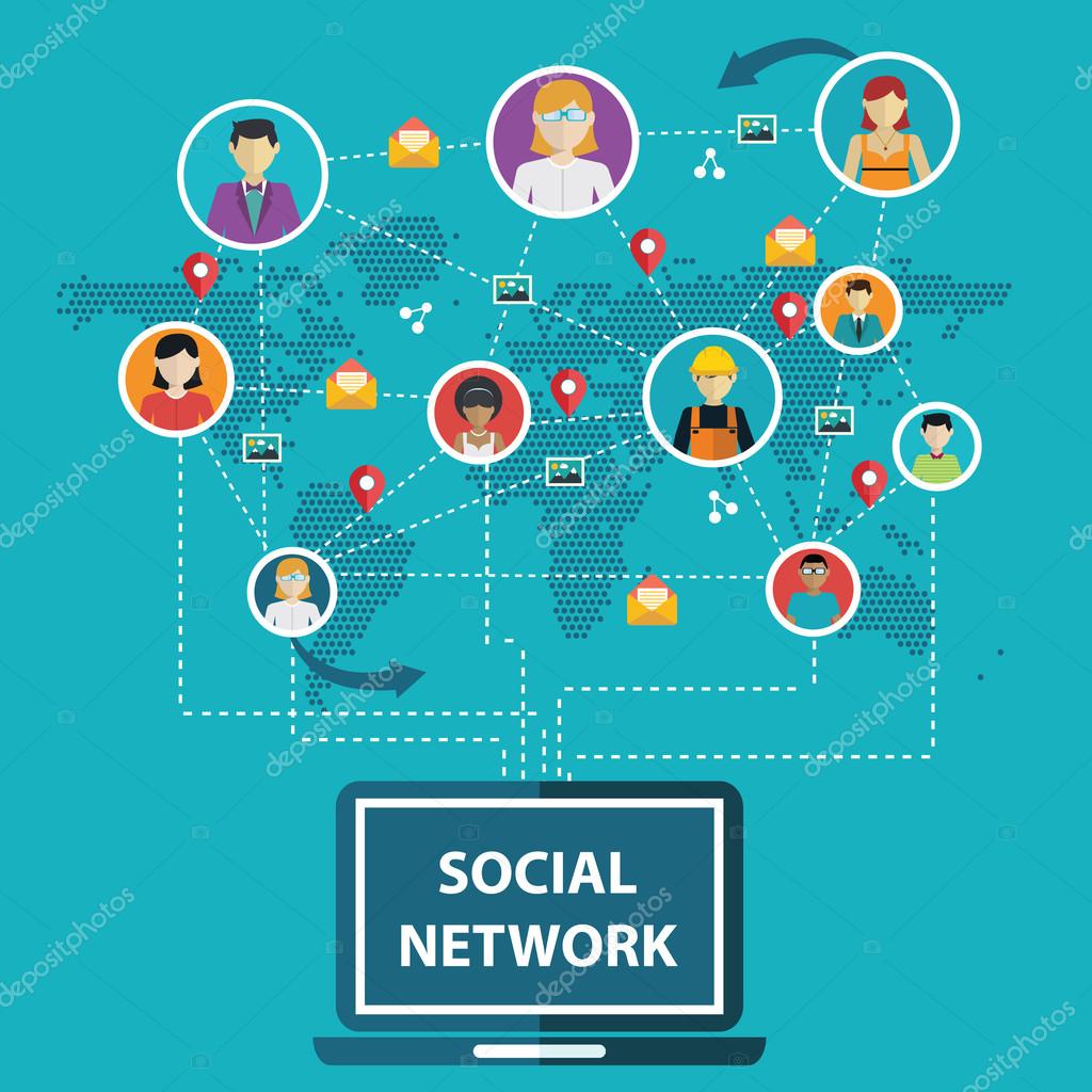 Social media network connection concept Stock Vector by ©royalty 64676587, image size:1024x1024