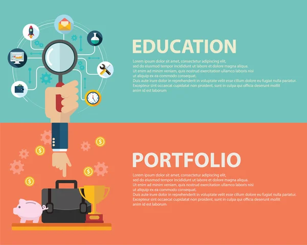 Onderwijs en Portfolio concept — Stockvector