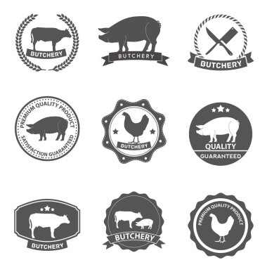 Düz tasarım kasap Icons set