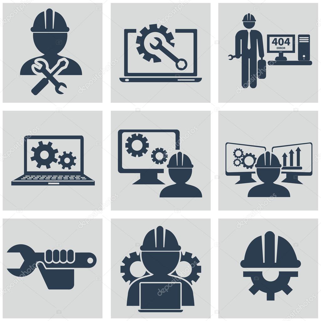 Computer service and Engineering icons set