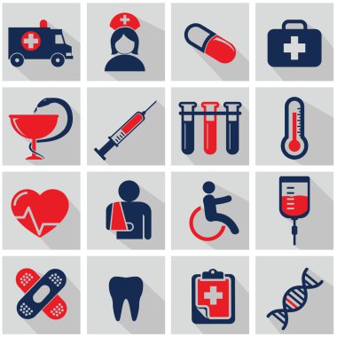 düz modern tıp Icons set