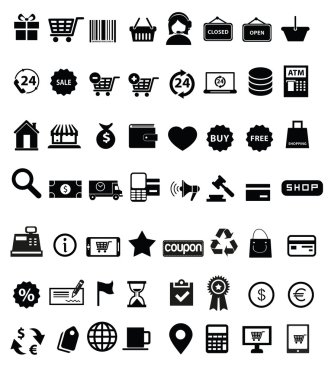 alışveriş simgeleri dizisi