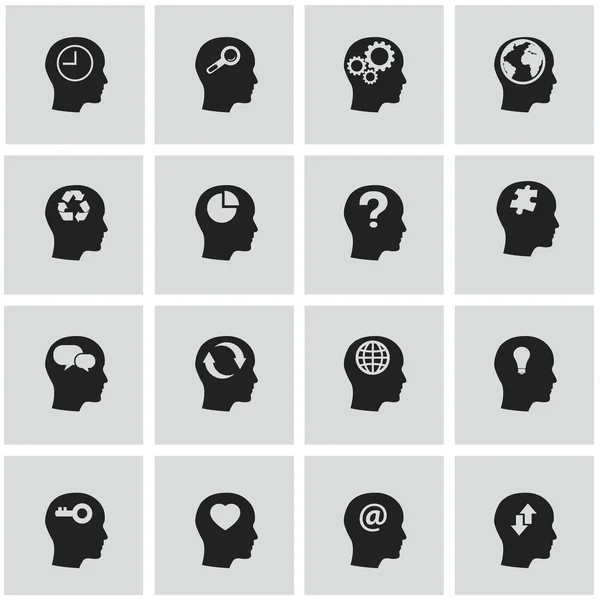 Thinking Heads Icons — Stock Vector