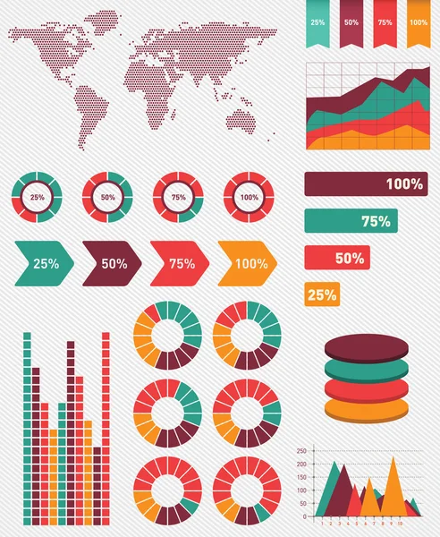 Zakelijke grafieken icons set — Stockvector