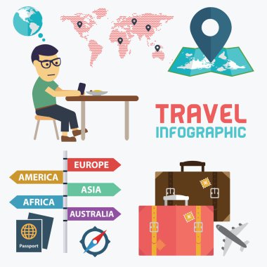 Infographic düşünceli adam ile seyahat