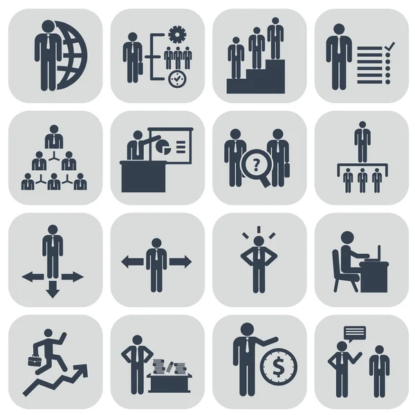 Conjunto de iconos de recursos humanos y gestión — Vector de stock