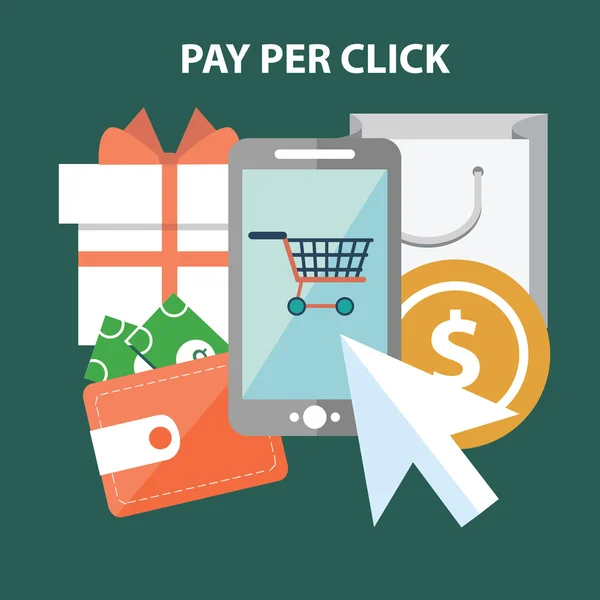 Concept marketing. Payer par clic — Image vectorielle