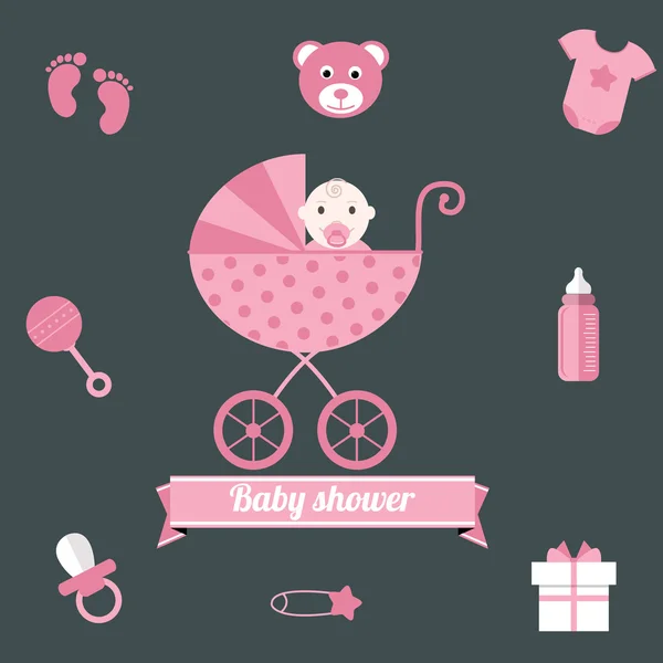 Baby dusch ikoner — Stock vektor