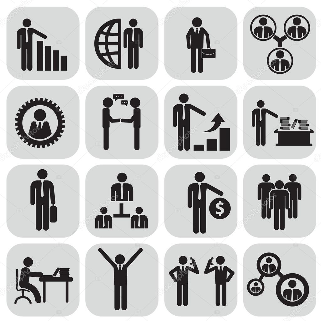 Human resources and management icons set.