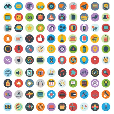 Modern kümesi düz simgeleri tasarım