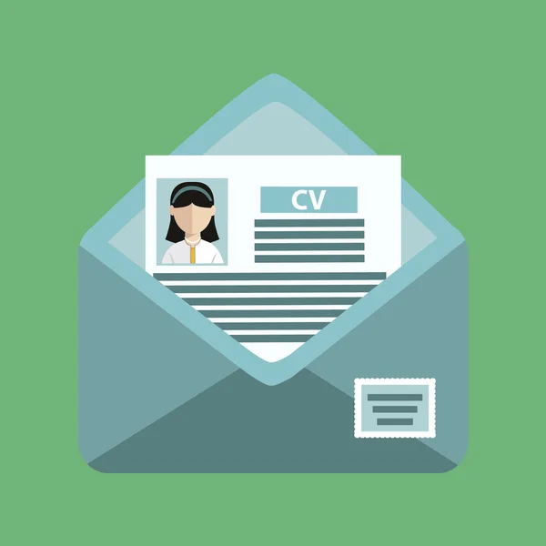 Enveloppe avec fond cv d'affaires — Image vectorielle