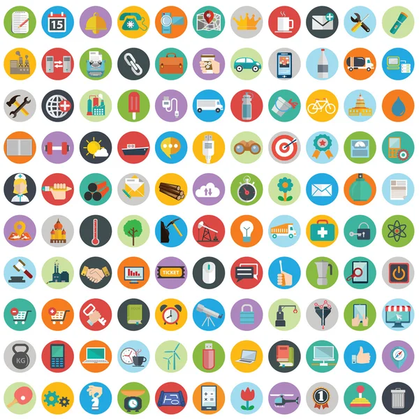 Iconos planos diseño moderno conjunto — Vector de stock