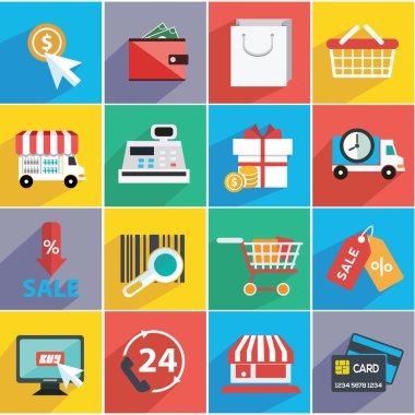 illüstrasyon alışveriş Icons set