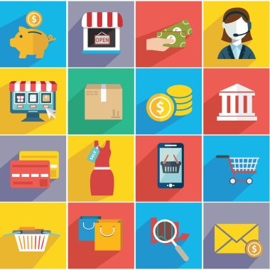 illüstrasyon alışveriş Icons set