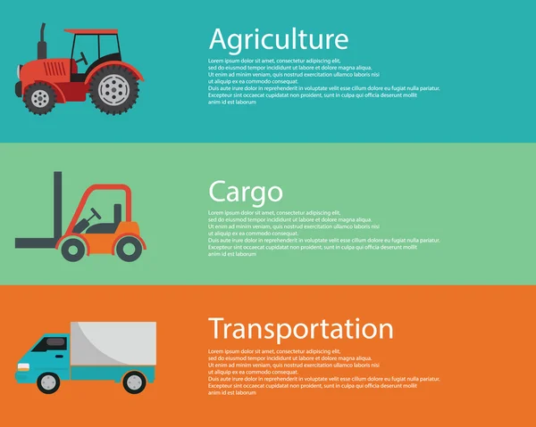 Design Logistik und landwirtschaftliche Fahrzeuge. — Stockvektor