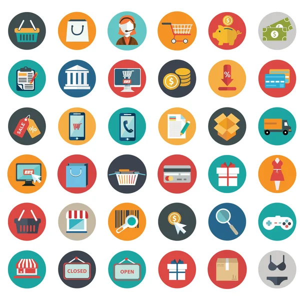 Ilustración conjunto de iconos de compras — Vector de stock