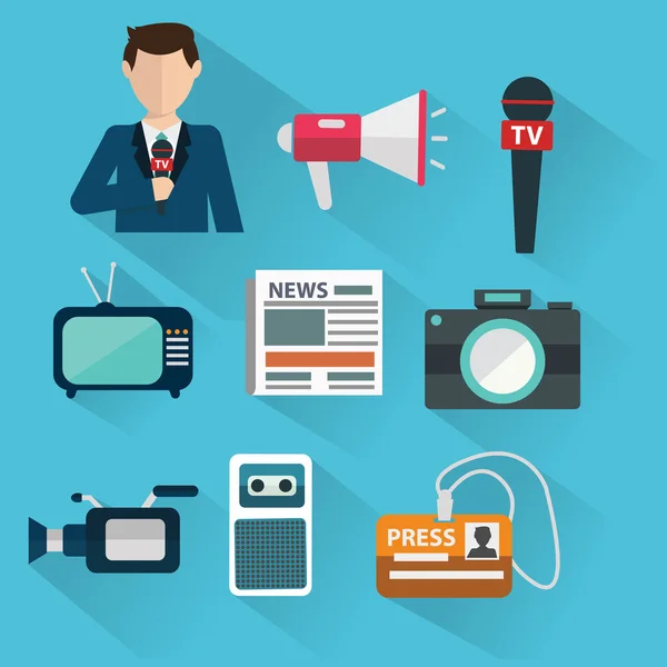 News cast periodismo concepto de televisión — Archivo Imágenes Vectoriales