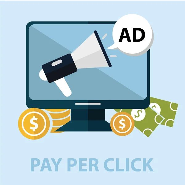 Pago por clic por marketing en Internet — Vector de stock