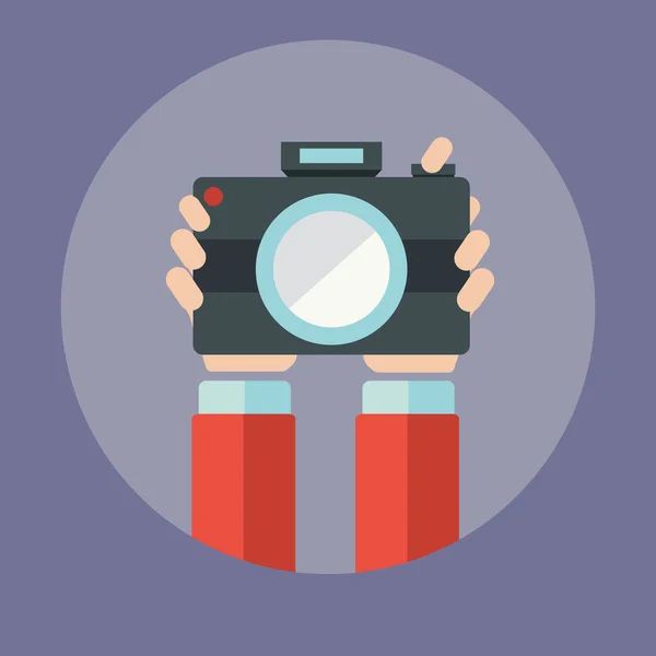 Ruce držící fotoaparát — Stockový vektor