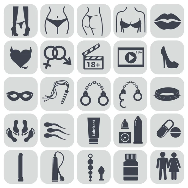 Sex icons set, symbol xxx — Stock Vector