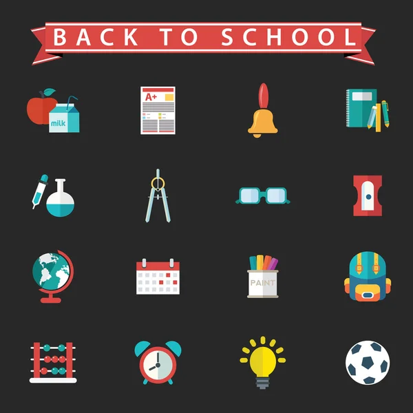 Ensemble d'icônes de retour à l'école . — Image vectorielle