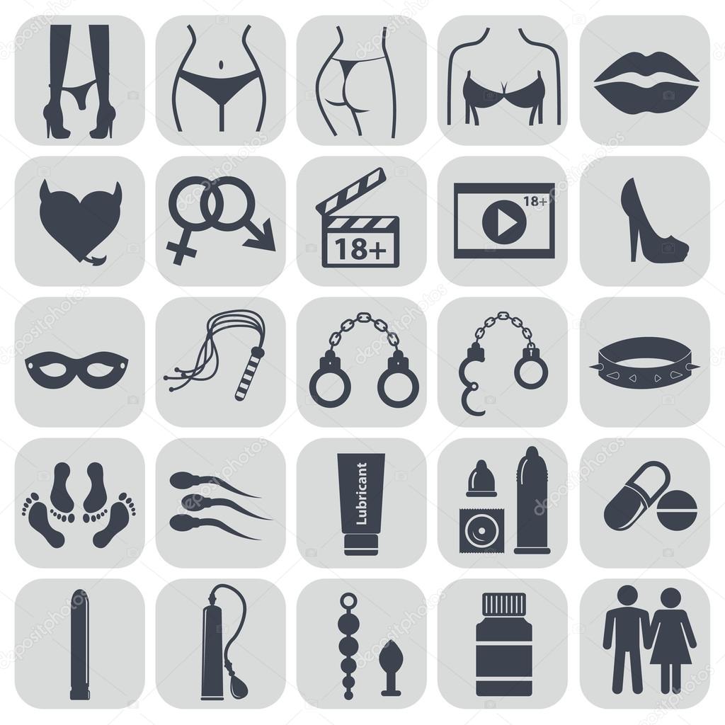 Sex icons set, symbol xxx