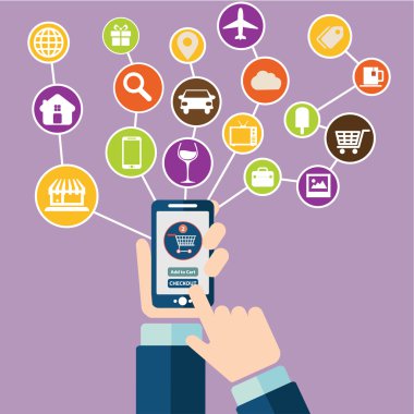 hareket eden ya da smartphone ticaret için simgeler