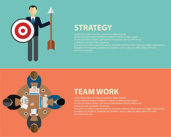 Stratégie d'entreprise et concept de travail d'équipe — Image vectorielle