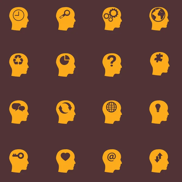 Conjunto de iconos cerebrales cabeza — Vector de stock