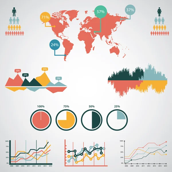 Wereldkaart en informatiegrafieken — Stockvector