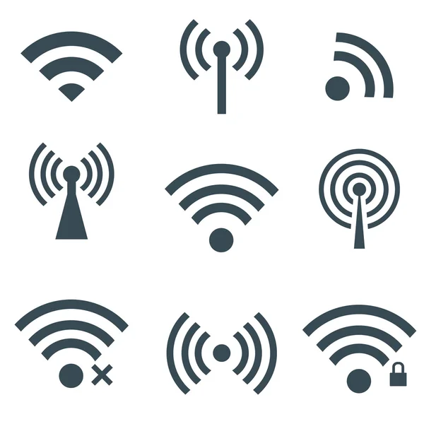 Set icone wireless nere — Vettoriale Stock