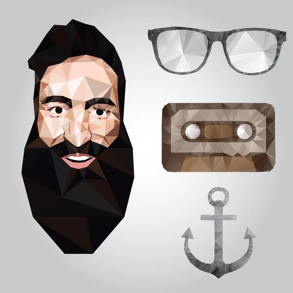 Elementos e iconos Hipster . — Vector de stock