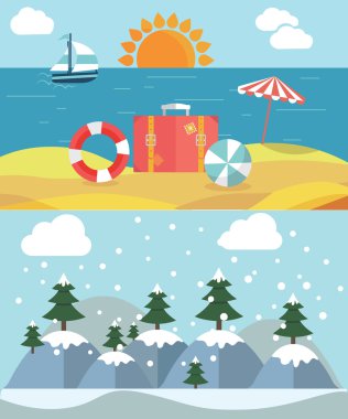 Changing seasons from summer to winter clipart