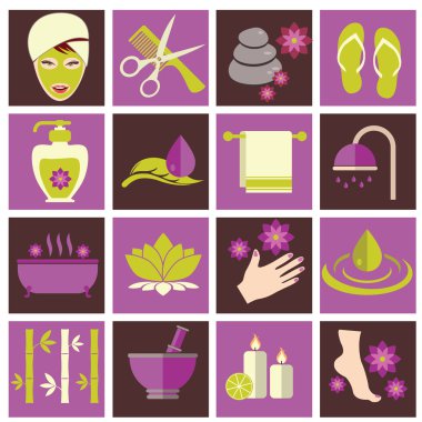 Spa ve güzellik Icons set