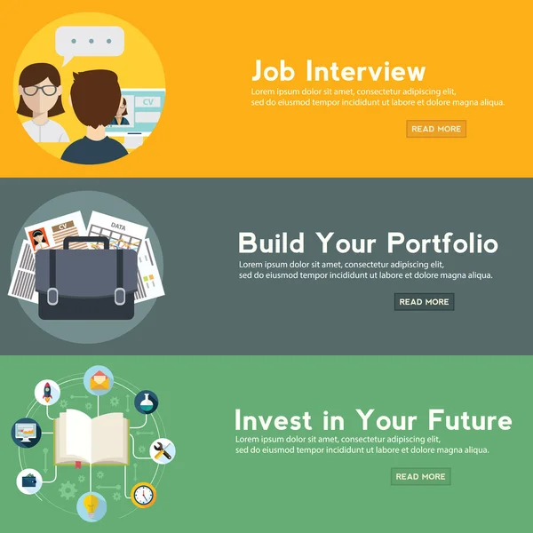 Portfölj och framtida investeringar web banner. — Stock vektor