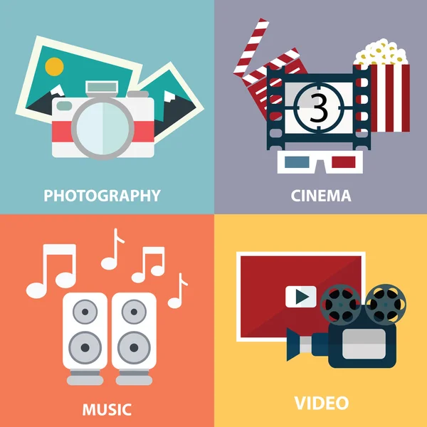 Media, music, video and photography concepts. — 스톡 벡터