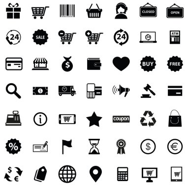 alışveriş simgeleri ayarlandı.