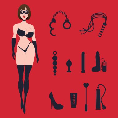 sexy woman in lingerie  with sex toys