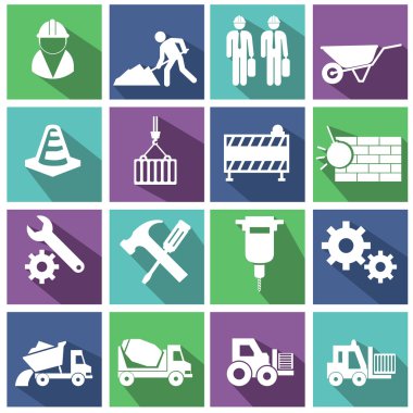 düz inşaat Icon set