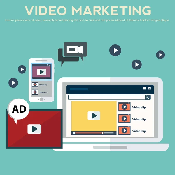 Conceitos de marketing de vídeo —  Vetores de Stock