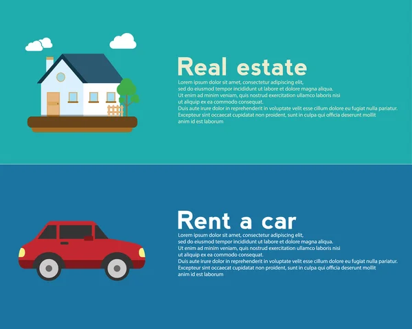 Immobilier et Louer une voiture — Image vectorielle
