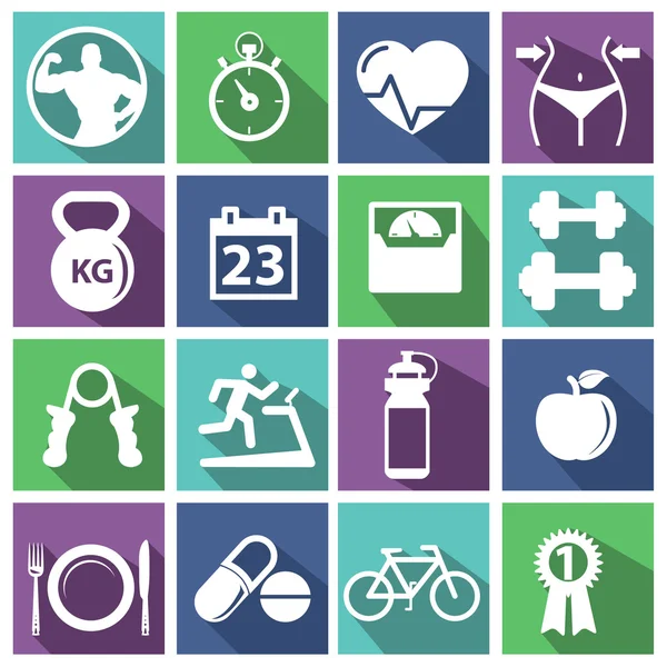 Iconos de fitness y salud — Archivo Imágenes Vectoriales