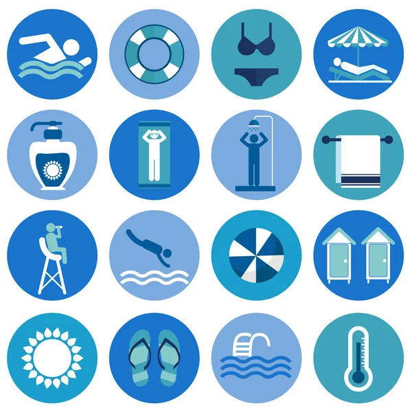 Iconos de piscina — Vector de stock