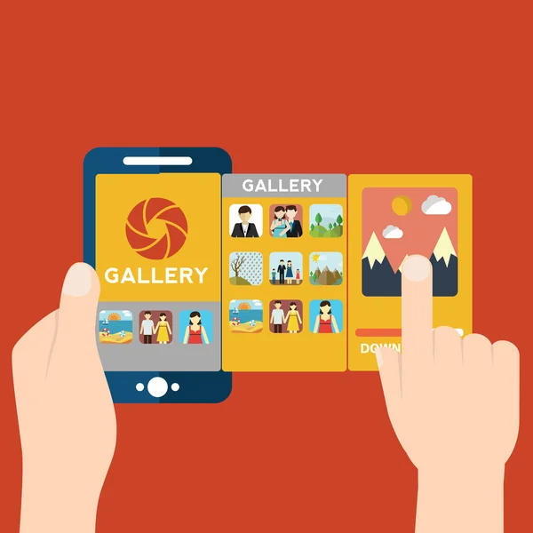 Vektorillustration der mobilen App für Kamera und Galerie — Stockillustration Mobile App für Kamera und Galerie — Stockvektor