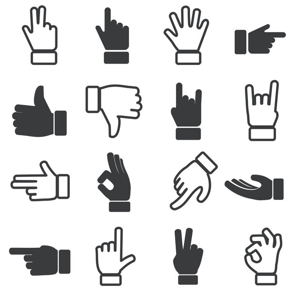 Hand icon set.