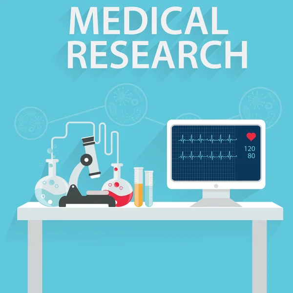 Atención sanitaria e investigación médica . — Vector de stock