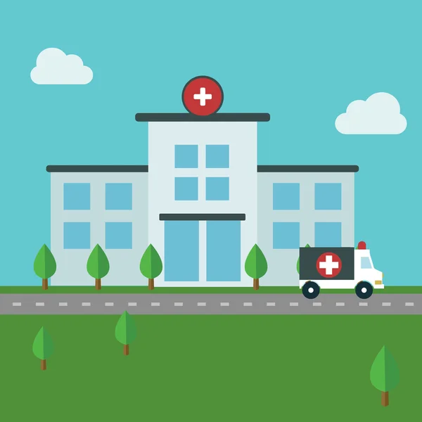 Tıbbi simgeler, Hastane Binası — Stok Vektör