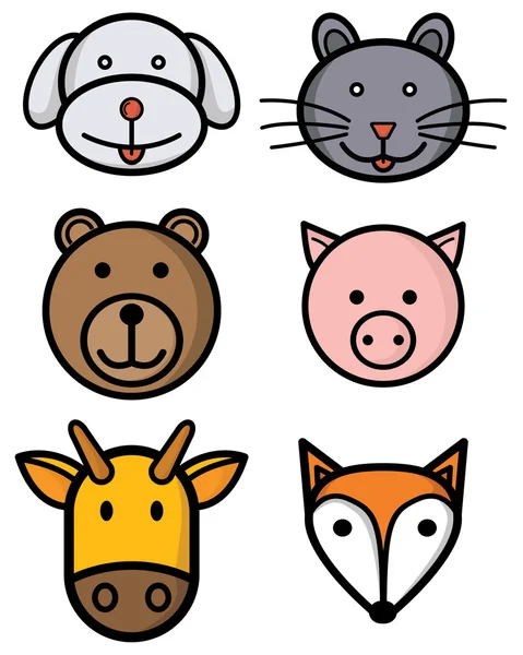 Funny Animal Icon Set — Stock Vector
